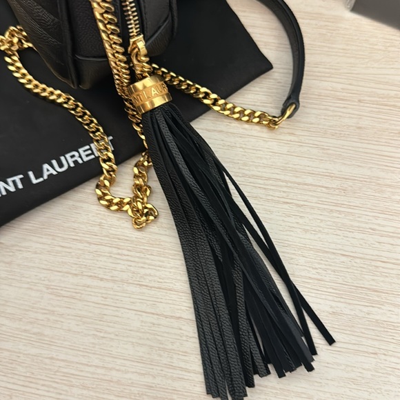 Saint Laurent Grain De Poudre Matelasse Monogram Mini Lou Camera Bag Black - Picture 9 of 16